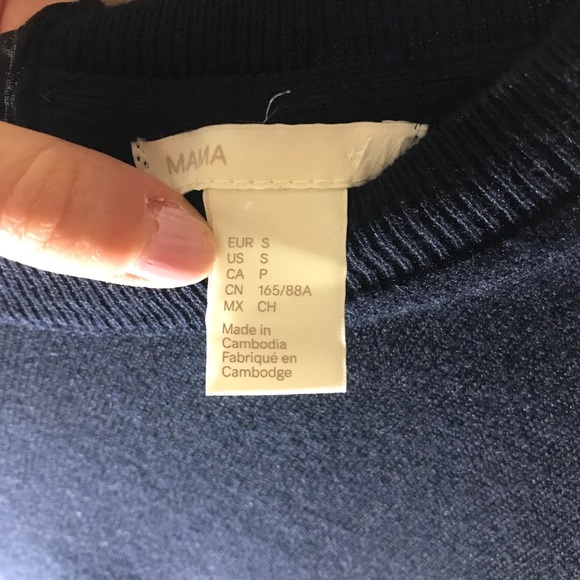 H&M S small navy blue Mama Maternity Sweater pullover open tie back bow - Picture 13 of 13